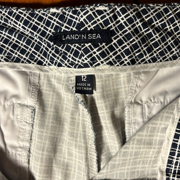 Crosshatched navy and white shorts, size 12 - Picture 2 of 5